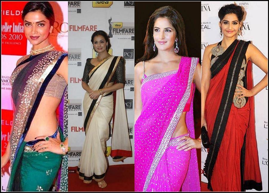 How To Wear Sartin Saree In Bollywood Style-How To Tie Saree To Give Tall  And Slim Look 