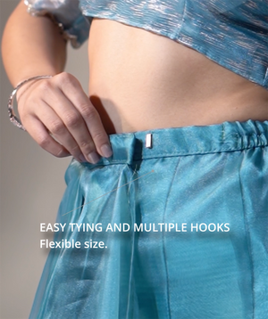 Blue Solid With Intricate Zarkan Border Organza Ready To Wear Saree