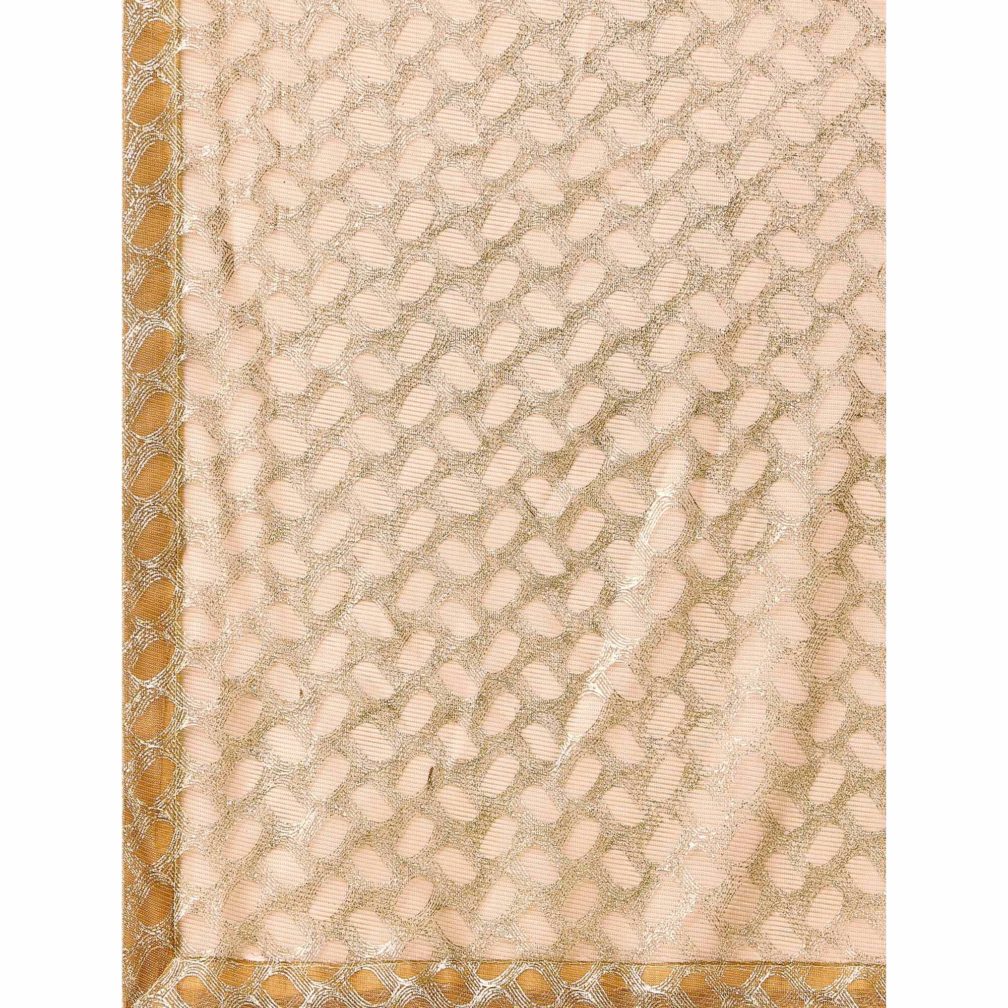 Mustard Foil Printed Rayon Saree