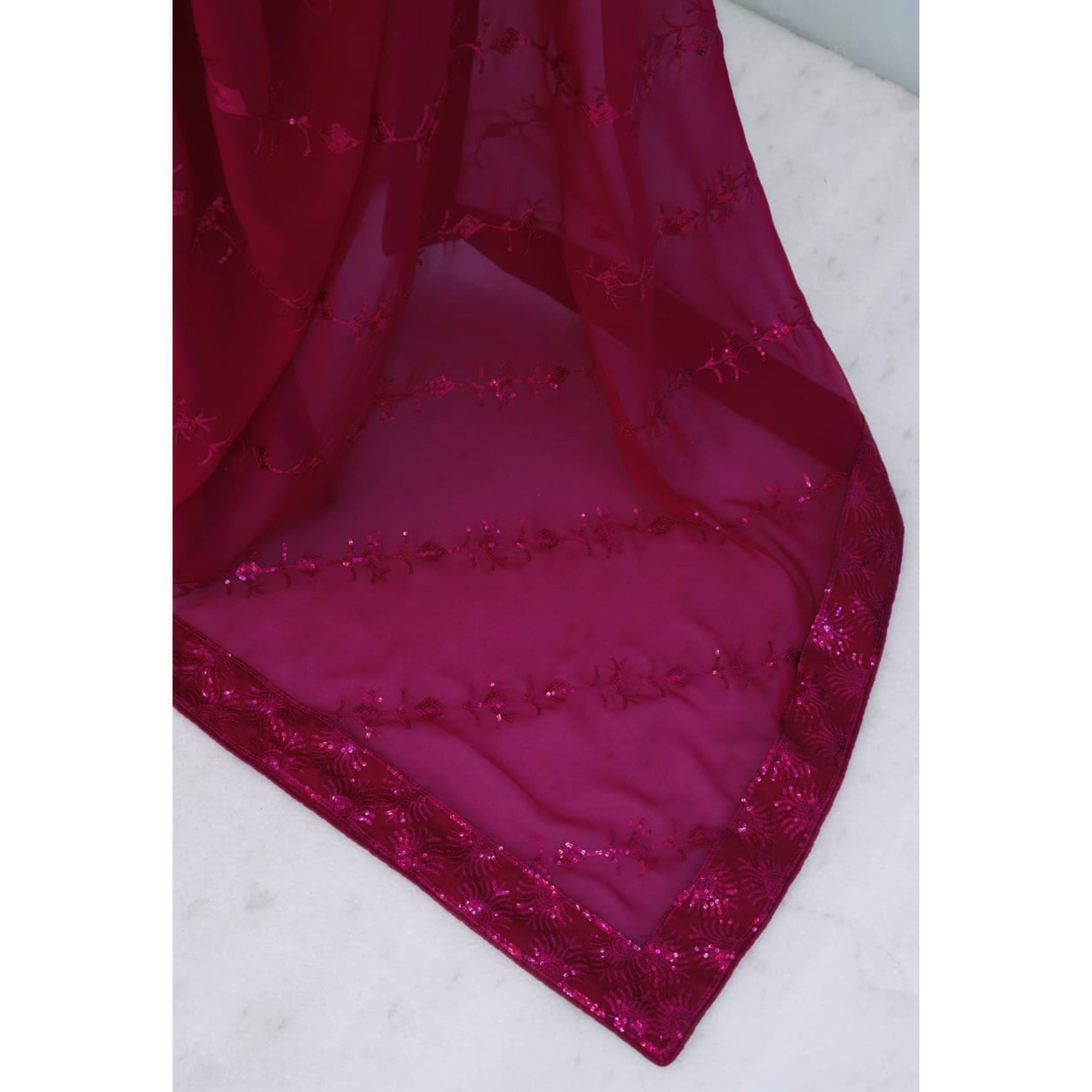 Pink Premium Vichitra Silk Saree Adorned with Shimmering Sequins Work