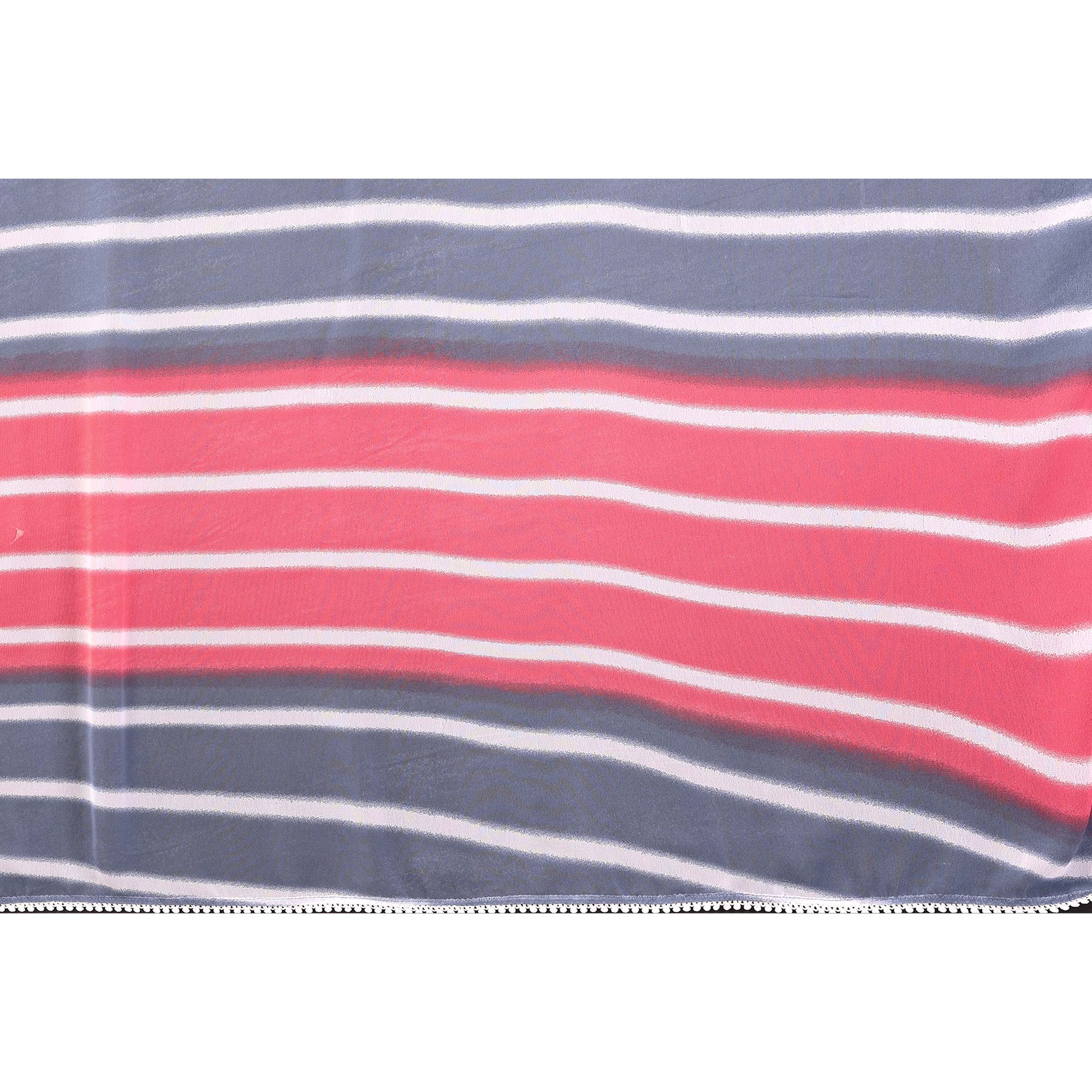 Pink & Grey Leheriya Printed Ready To Wear Georgette Saree