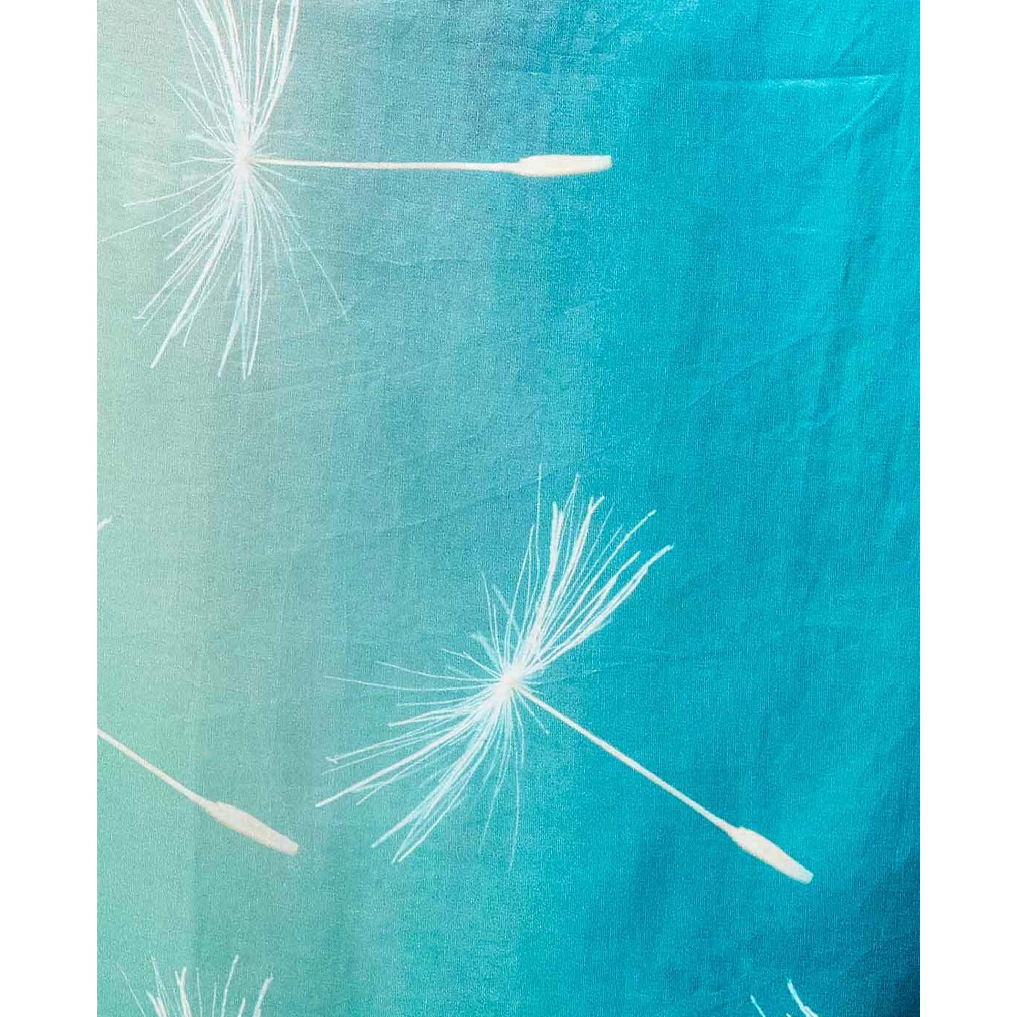 Turquoise Digital Printed Chinon Saree