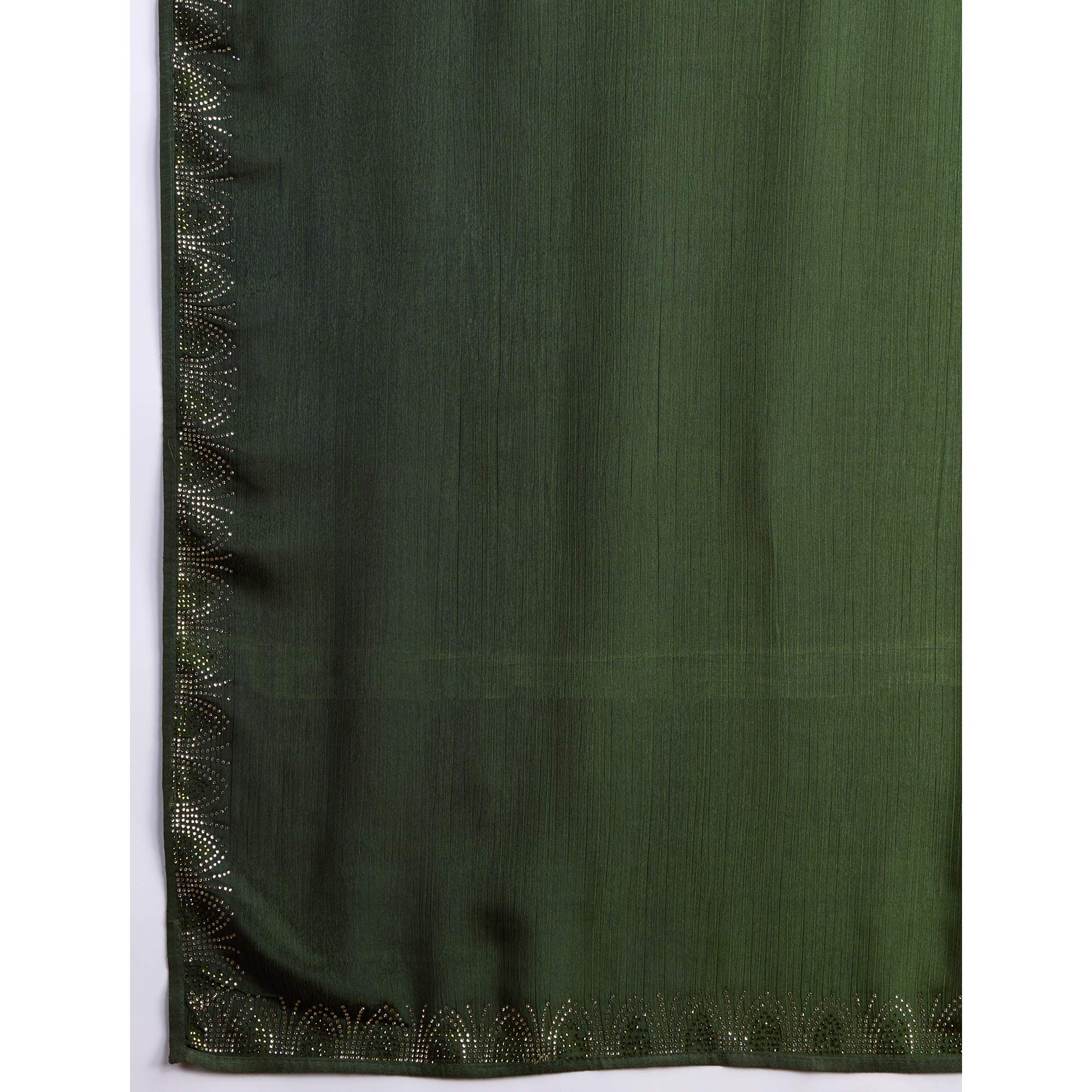Green Swarovski Border Work Chinon Ombre Saree
