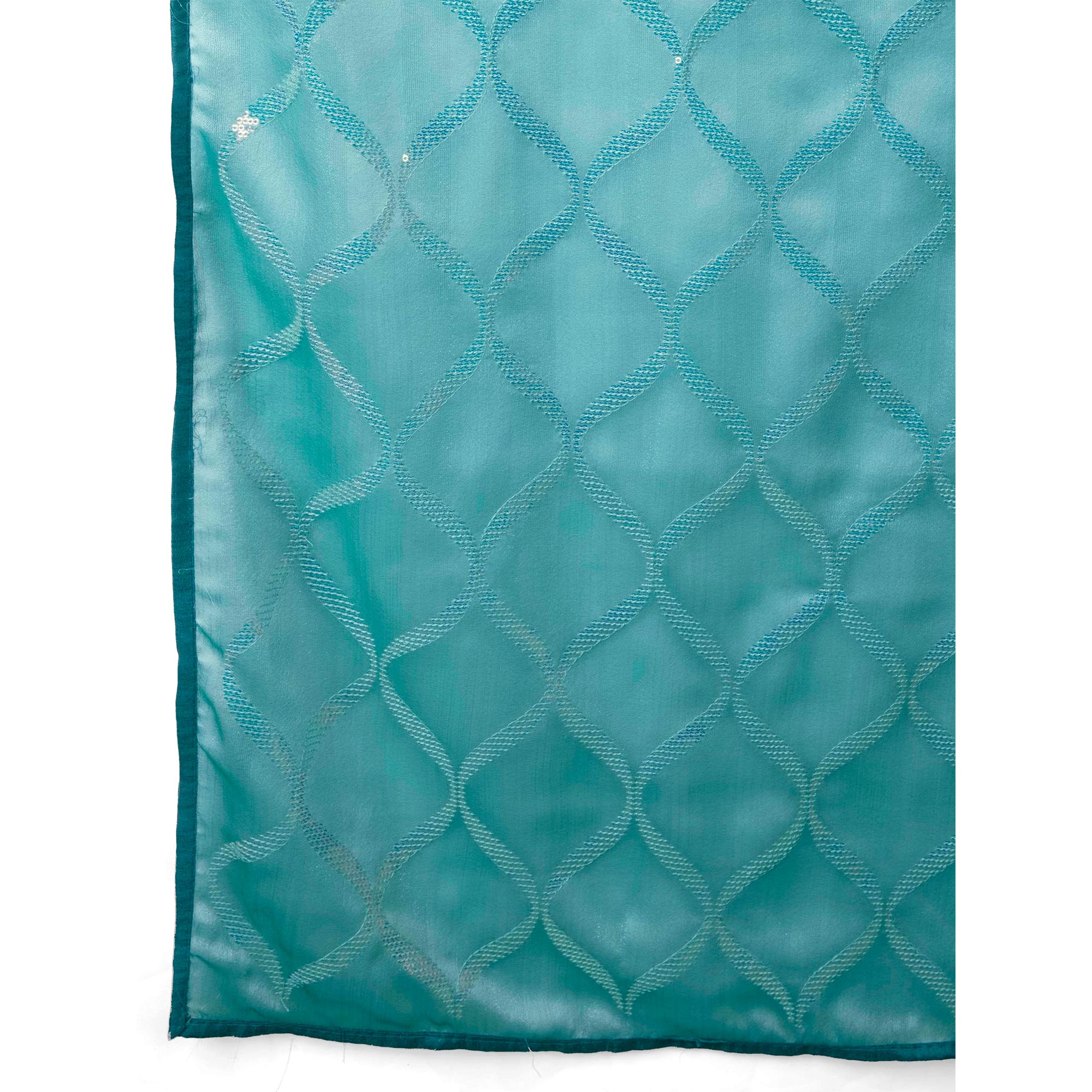 Turquoise Sequins Embroidered Georgette Saree