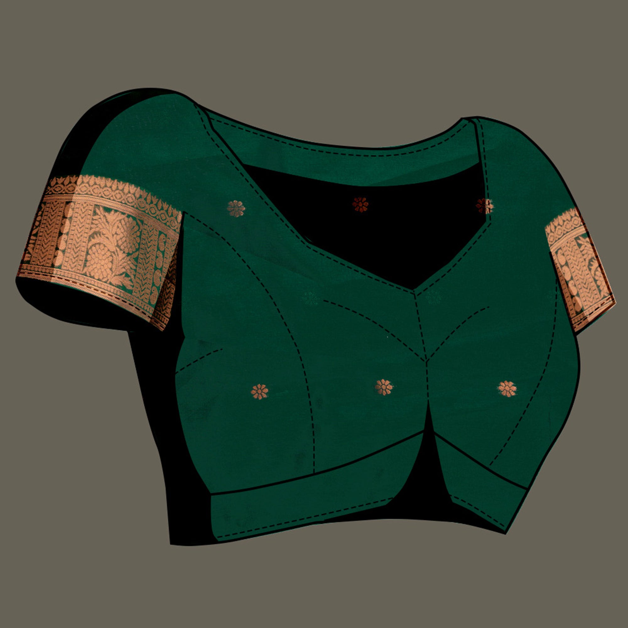 Green Floral Woven Banarasi Silk Saree