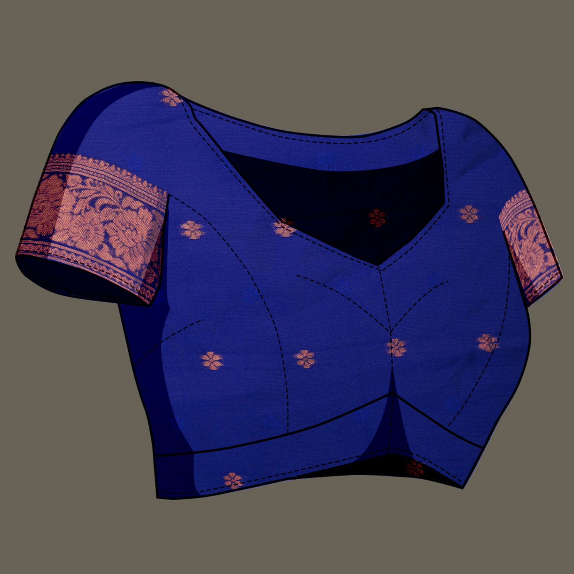 Turquoise Floral Woven Banarasi Silk Saree