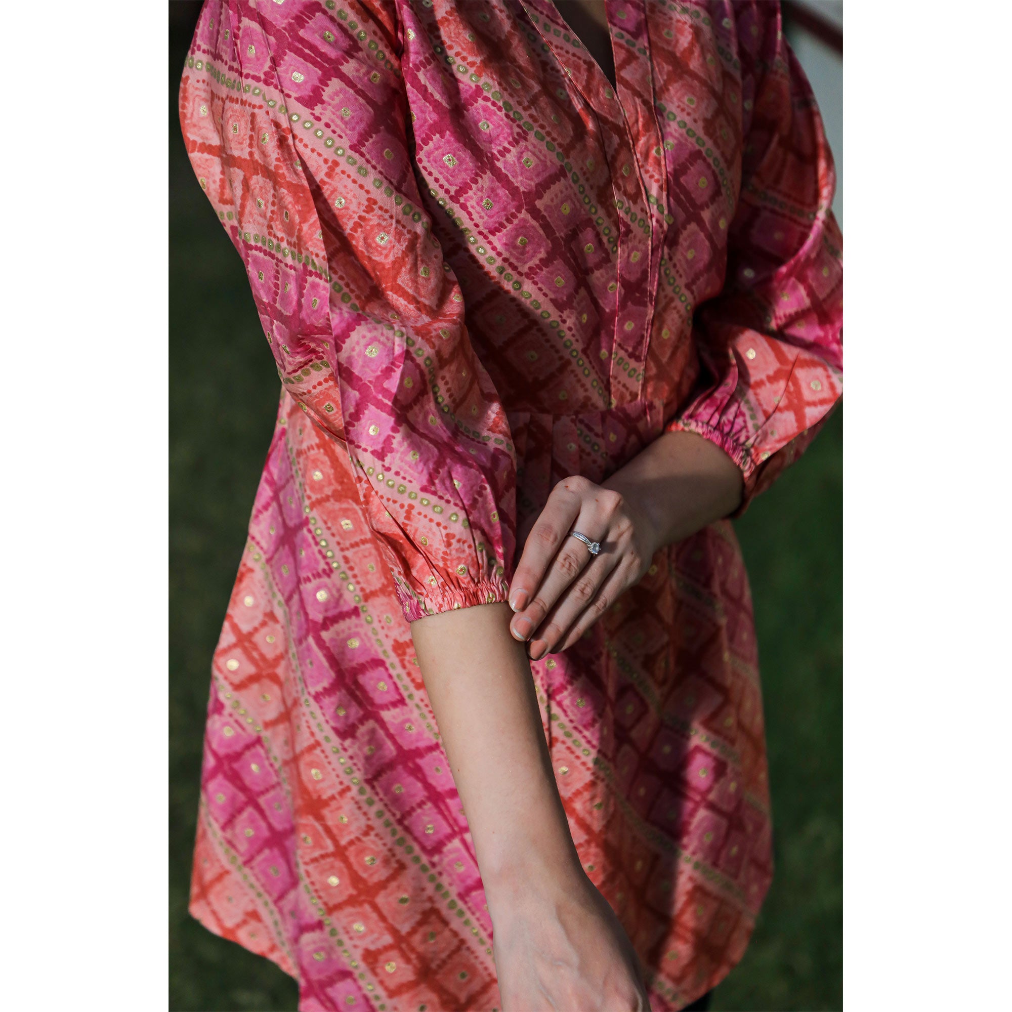 Peach Foil Printed Modal Top