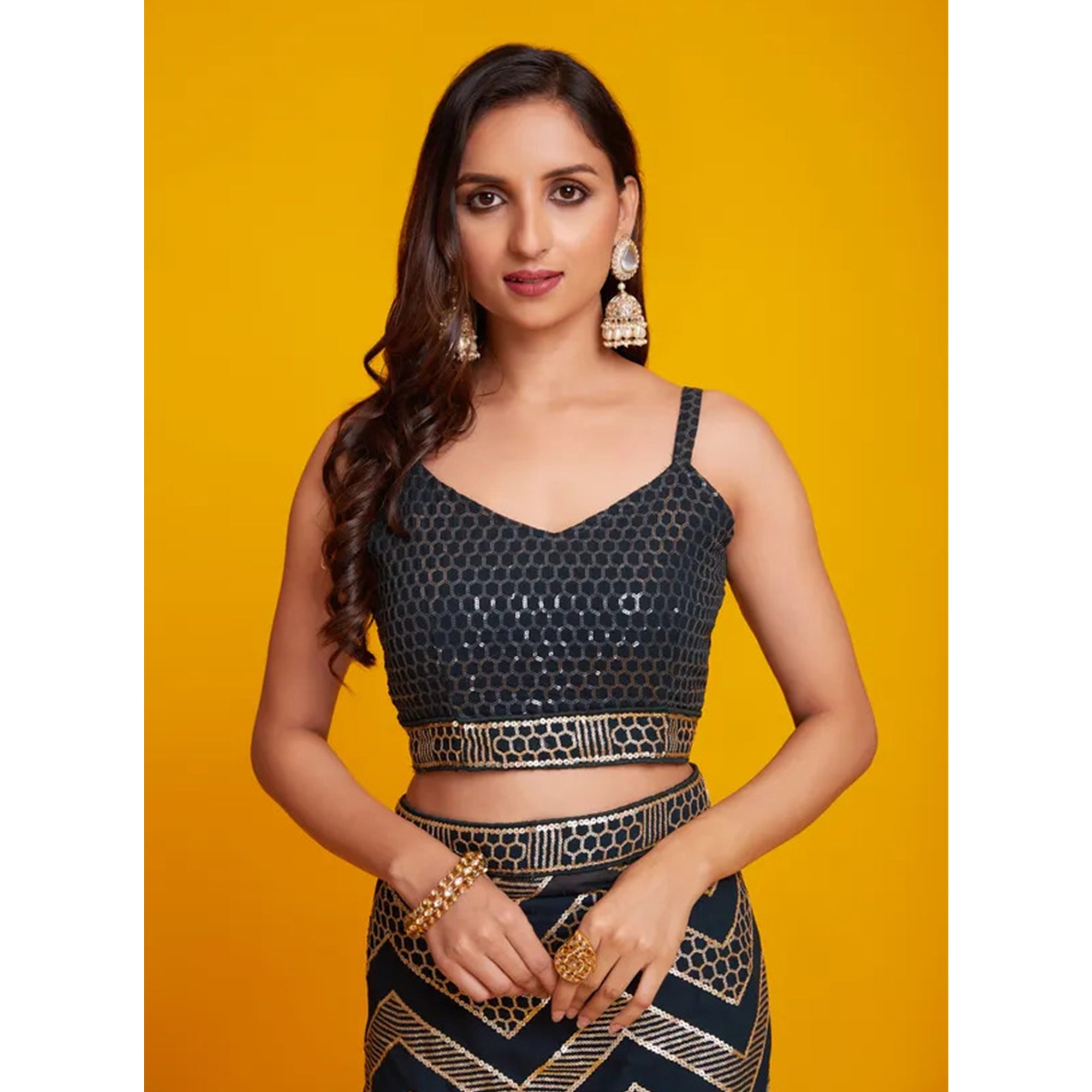 Black Sequins Embroidered Georgette Saree