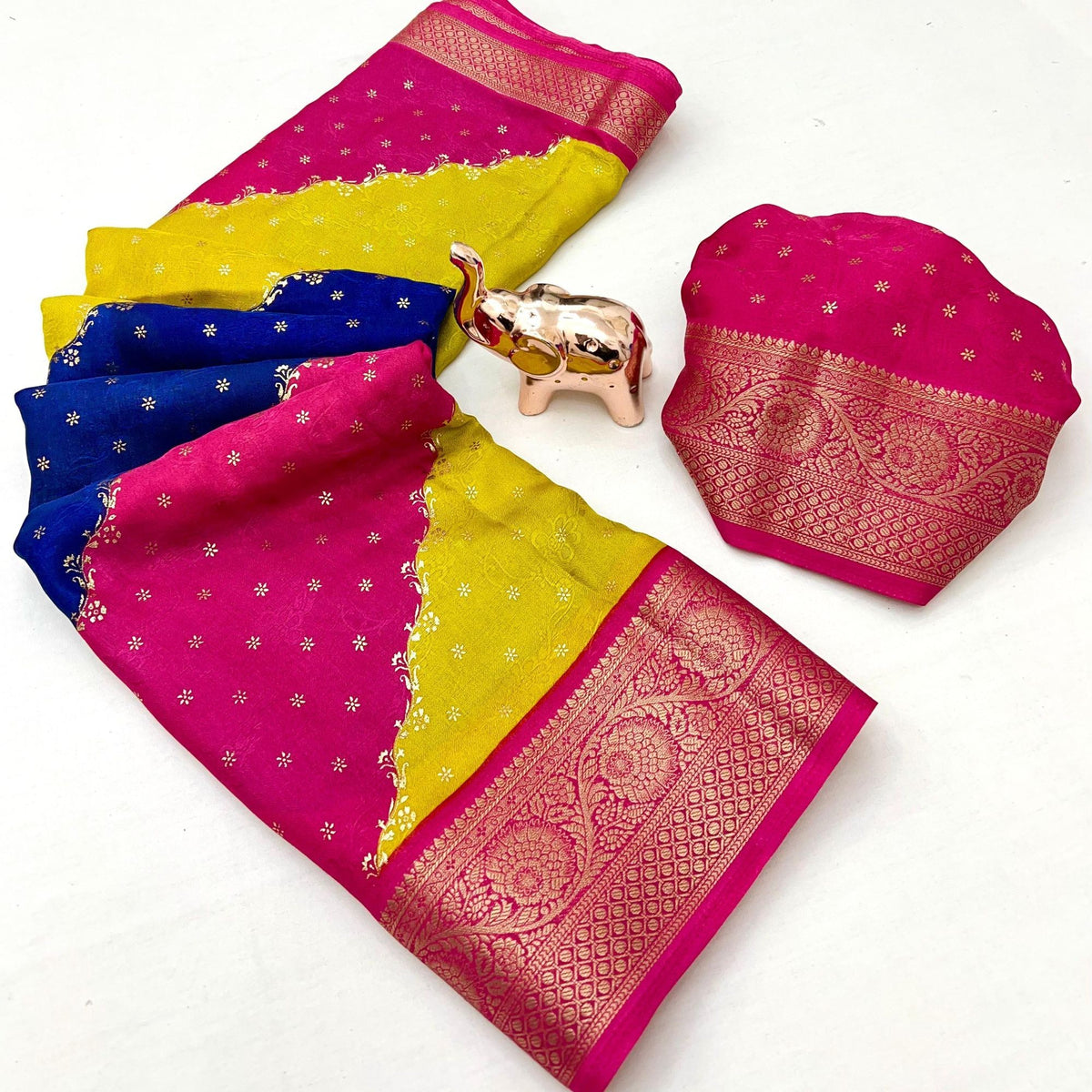 Soft Georgette Multicolor Saree with Stylish Stripes and Zari Border - Image 3