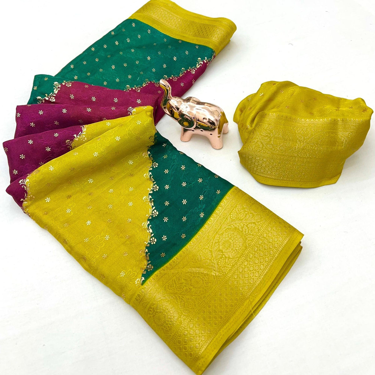 Festive Multicolor Striped Georgette Saree with Fine Zari Weaving - Image 2