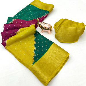 Festive Multicolor Striped Georgette Saree with Fine Zari Weaving - Image 2