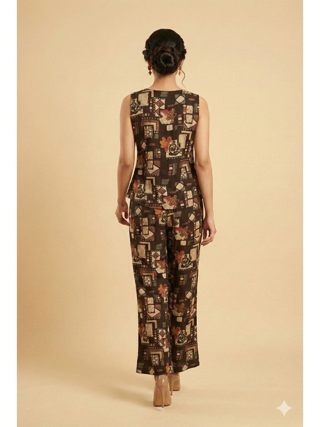 Black Geometric Printed Rayon Co-Ord Set in Soft Rayon for Effortless Style - Image 2
