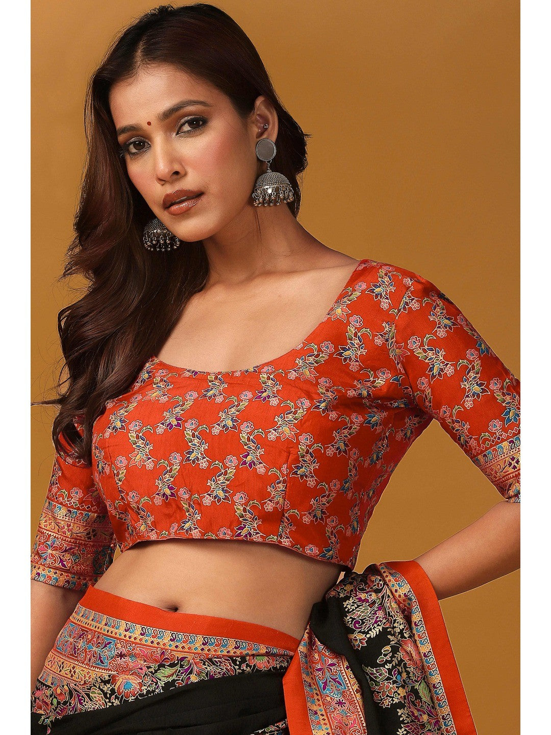Elegant Black Pure Viscose Dola Saree Adorned With Floral & Paisley Position Prints - Image 3