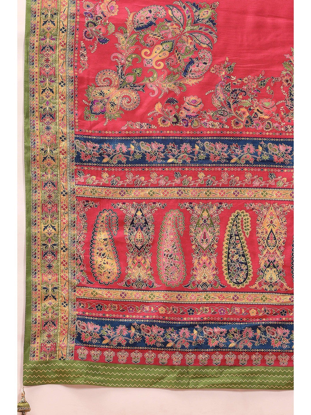 Elegant Pink Pure Viscose Dola Saree Adorned With Floral & Paisley Position Prints - Image 5