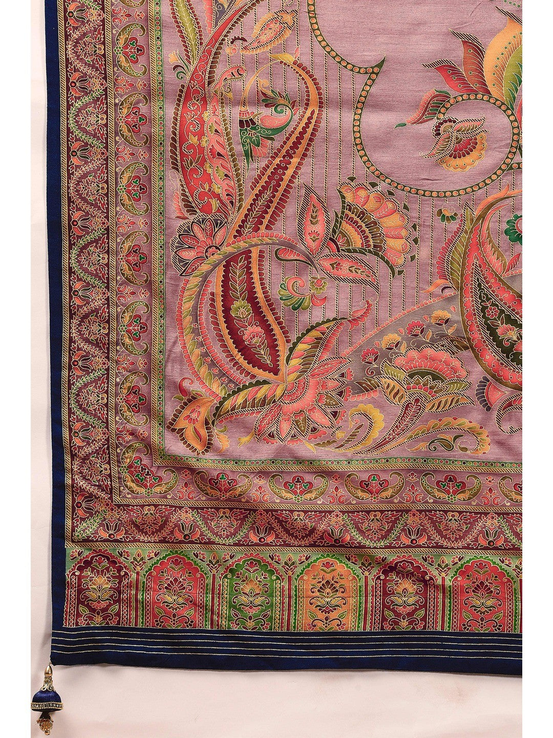 Refreshing Pink Floral & Paisley Position Printed Pure Viscose Dola Saree With Timeless Charm - Image 6