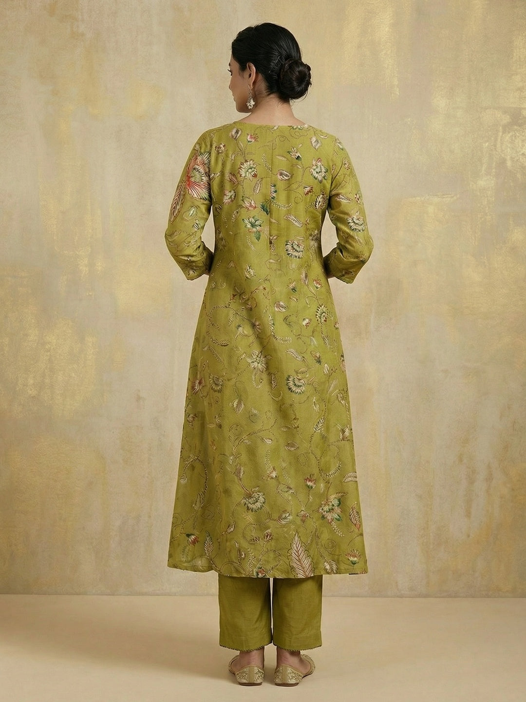 Designer Green Floral Print Viscose A-Line Salwar Suit for Festive and Occasion Wear - Image 3