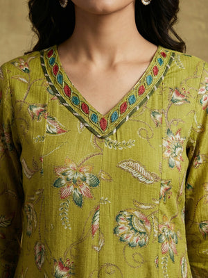 Designer Green Floral Print Viscose A-Line Salwar Suit for Festive and Occasion Wear - Image 2