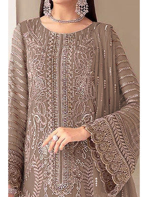 Elegant Brown Embroidered Georgette Semi-Stitched Pakistani Salwar Suit - Image 2