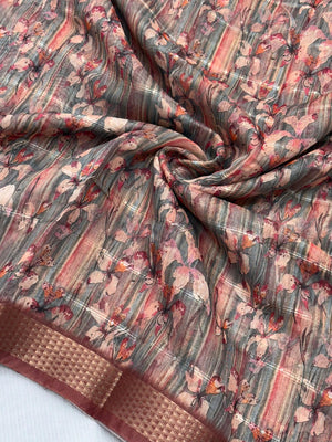 Peach Abstract Digital Printed Cotton Blend Saree with Detailed Digital Pattern Finish - Image 2