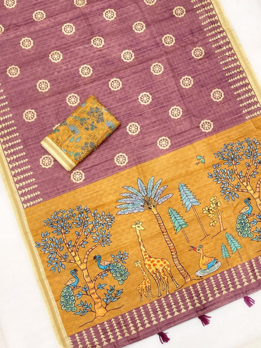 Elegant Onion Pink Tussar Silk Saree Featuring Zari Checks Weaving With Bird & Animal Printed Pallu - Image 2