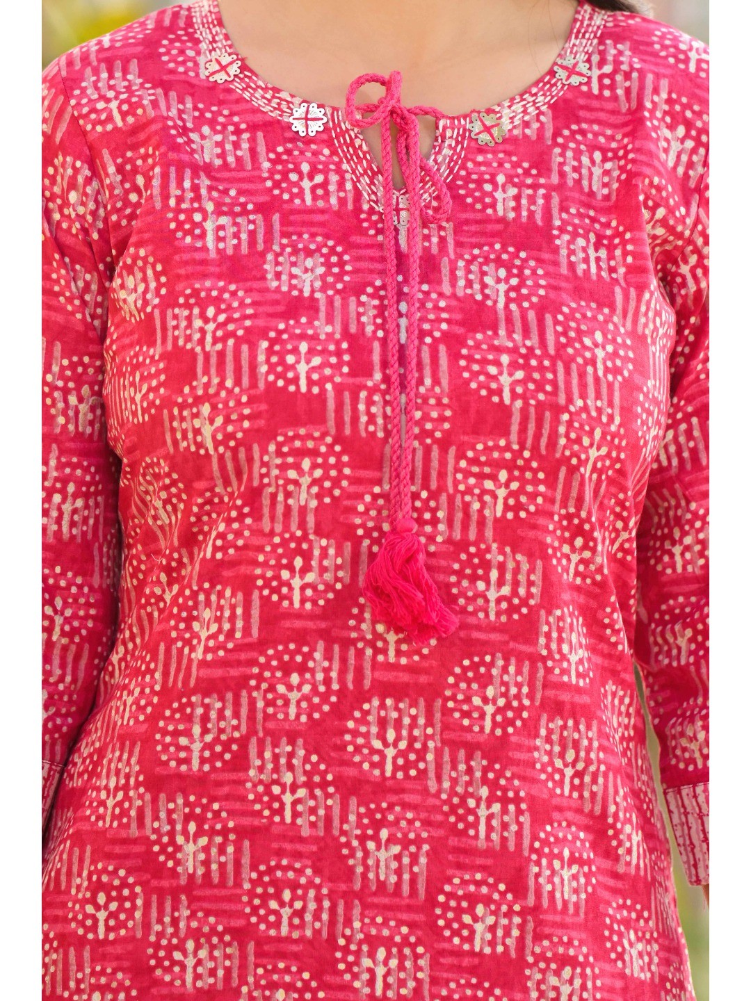 Pink Floral Printed Pure Cotton Straight Salwar Suit - Image 6