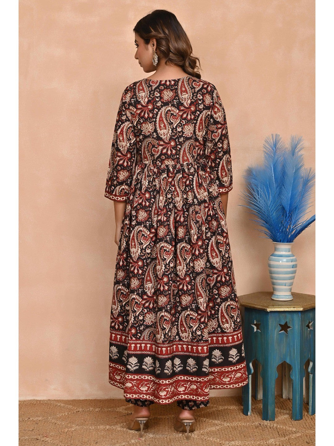 Regal Black Paisley Anarkali Suit in Breathable Cotton Fabric for Effortless Style - Image 8