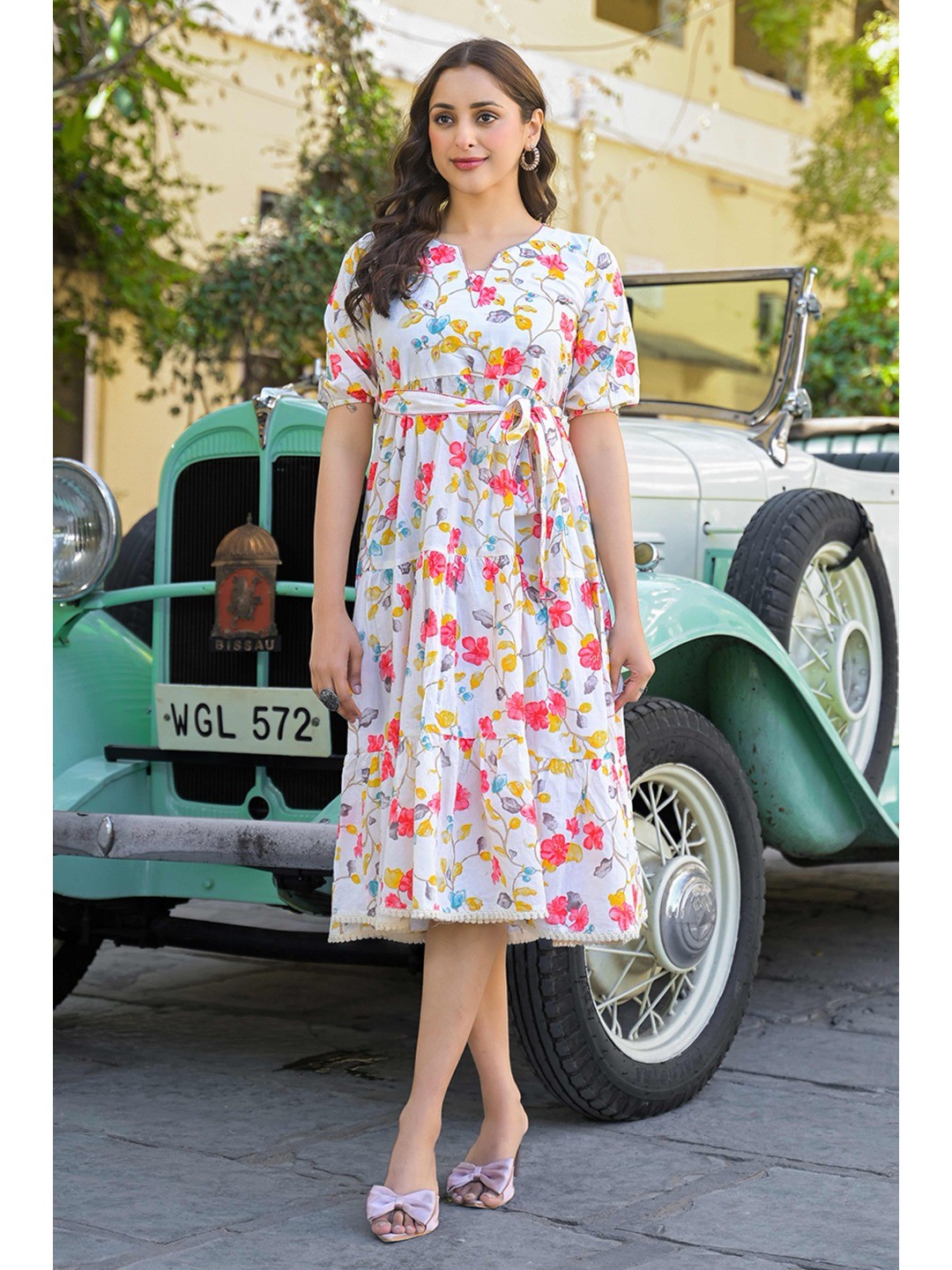 Pink Floral Printed Pure Cotton Maxi Dress - Image 8