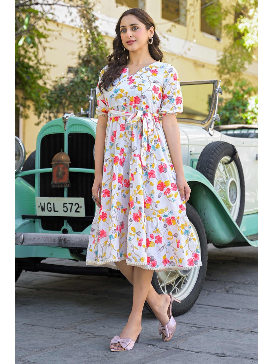 Pink Floral Printed Pure Cotton Maxi Dress - Image 6