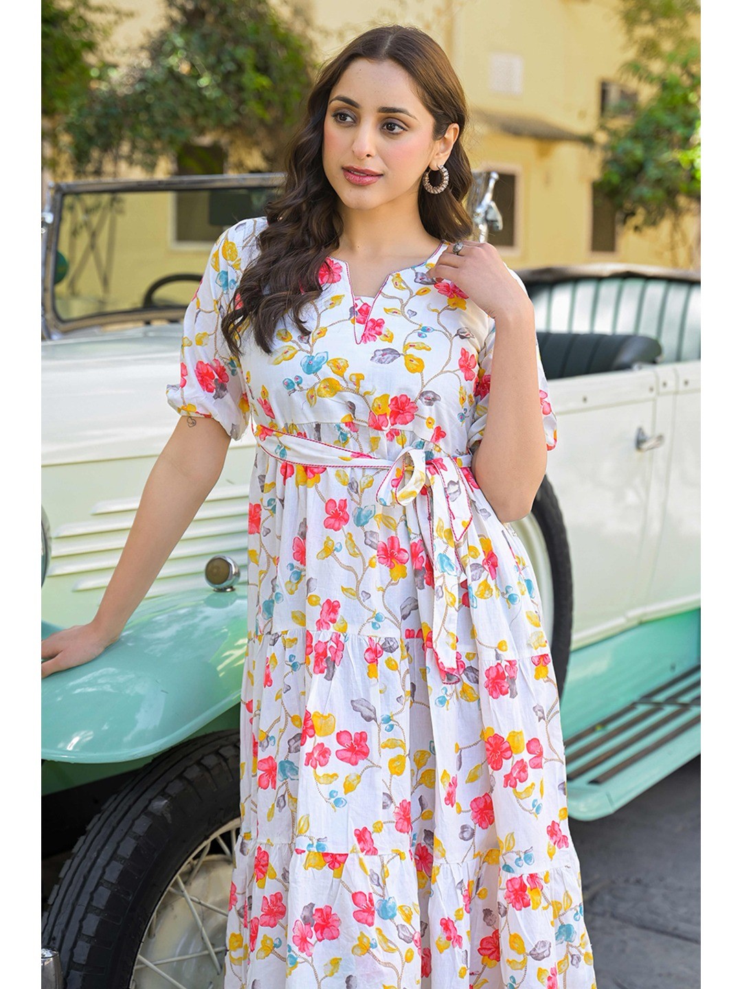Pink Floral Printed Pure Cotton Maxi Dress - Image 7