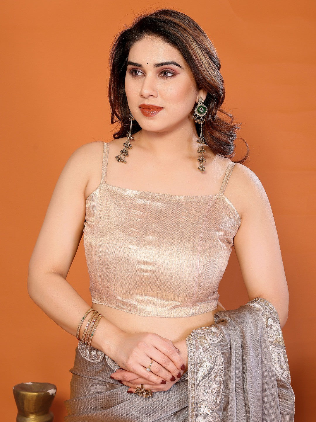 Elegant Grey Chiffon Saree Featuring Shimmering Sequins Cording Embroidered Work - Image 5
