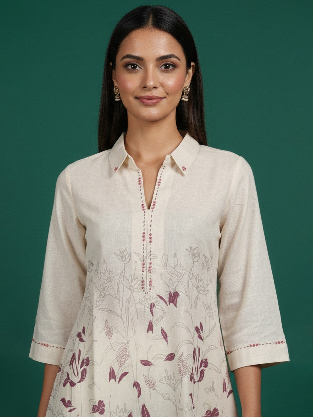 Summer Ready Offwhite Floral Printed Pure Cotton Twin Set with Breathable Comfort - Image 4