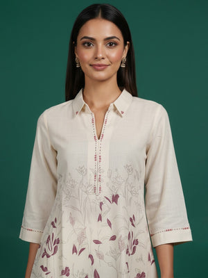 Summer Ready Offwhite Floral Printed Pure Cotton Twin Set with Breathable Comfort - Image 2