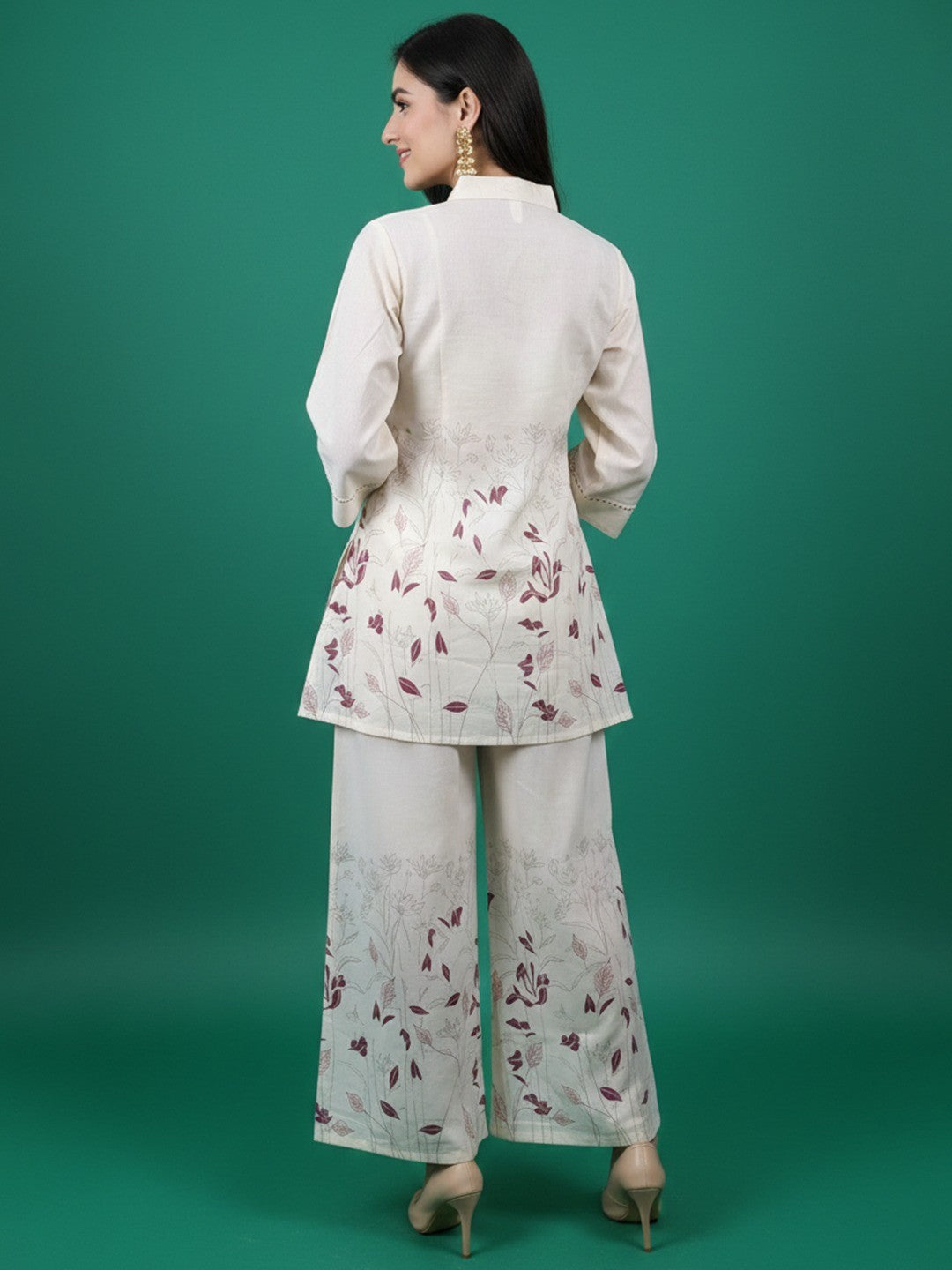 Summer Ready Offwhite Floral Printed Pure Cotton Twin Set with Breathable Comfort - Image 3