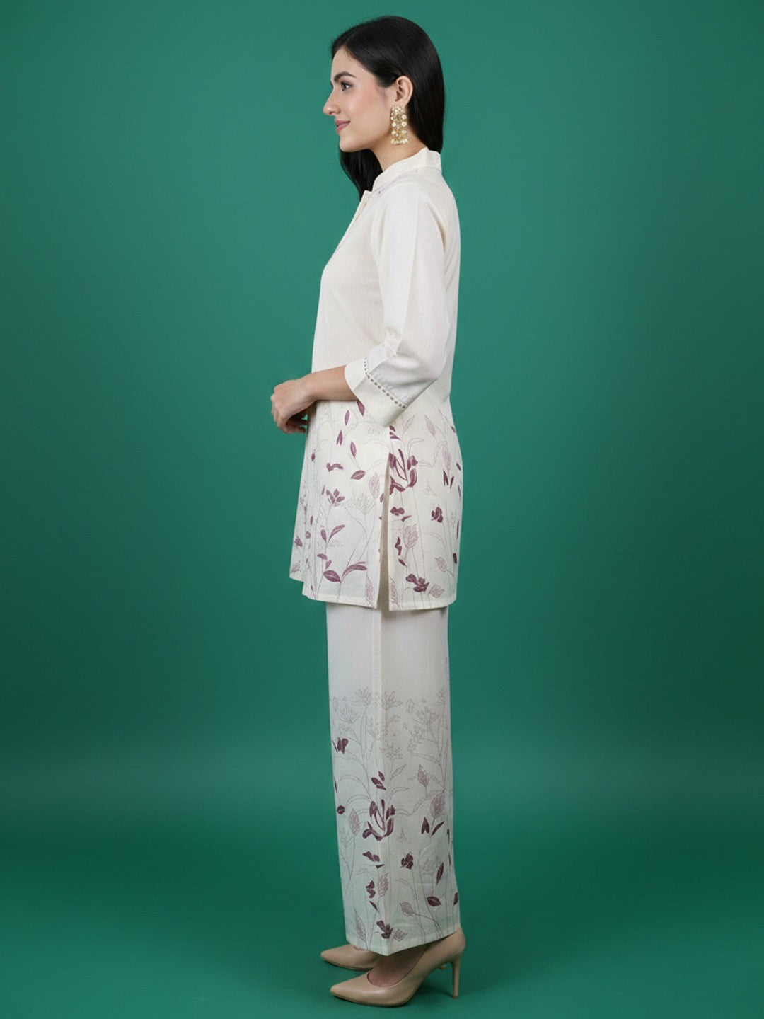 Summer Ready Offwhite Floral Printed Pure Cotton Twin Set with Breathable Comfort - Image 2
