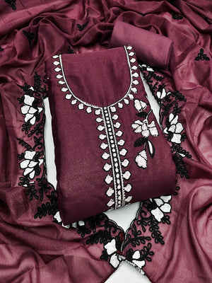 Mauve Premium Star Georgette Dress Material Featuring Intricate Floral Embroidery - Image 4