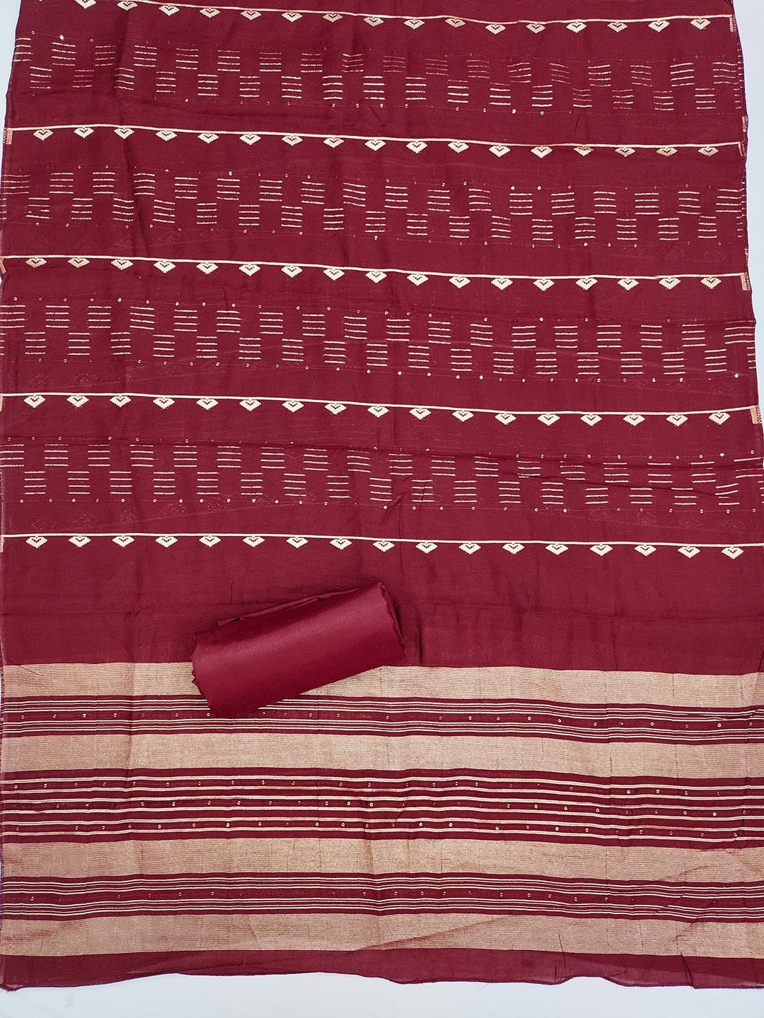Maroon Zari Woven Chanderi Jacquard Fabric Dress Material for Graceful Ethnic Wear - Image 3