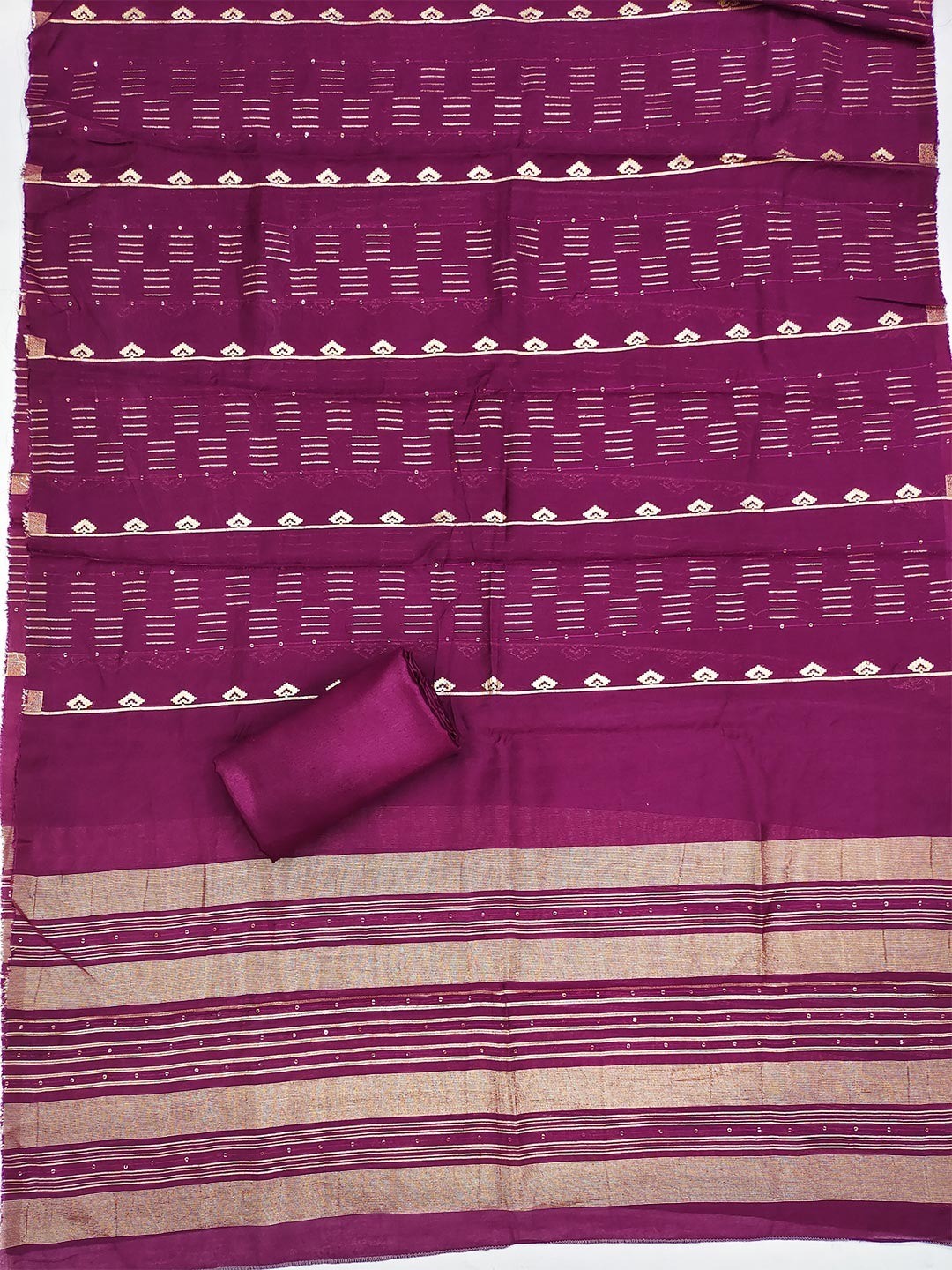 Purple Zari Woven Chanderi Jacquard Fabric Dress Material for Graceful Ethnic Wear - Image 5