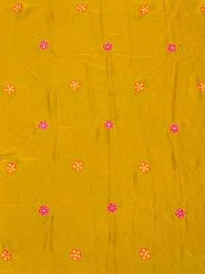 Black Viscose Saree with Floral Embroidery and Mustard Blouse - Image 2