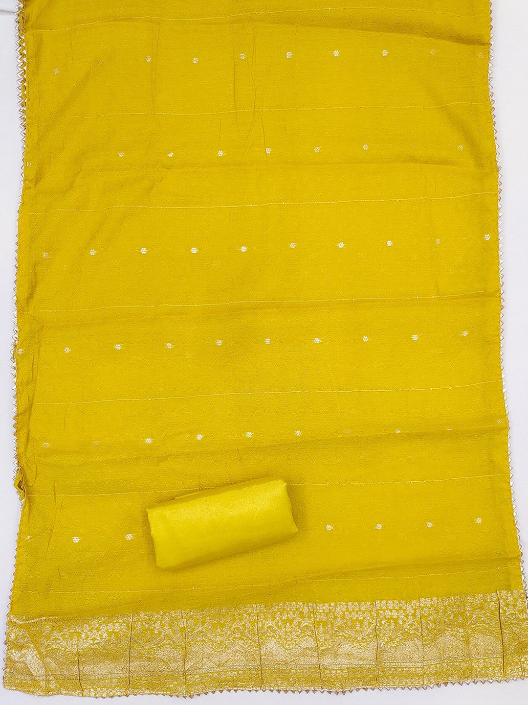 Yellow Elegant Modal Jacquard Dress Material Adorned with Intricate Zari Weaving - Image 3