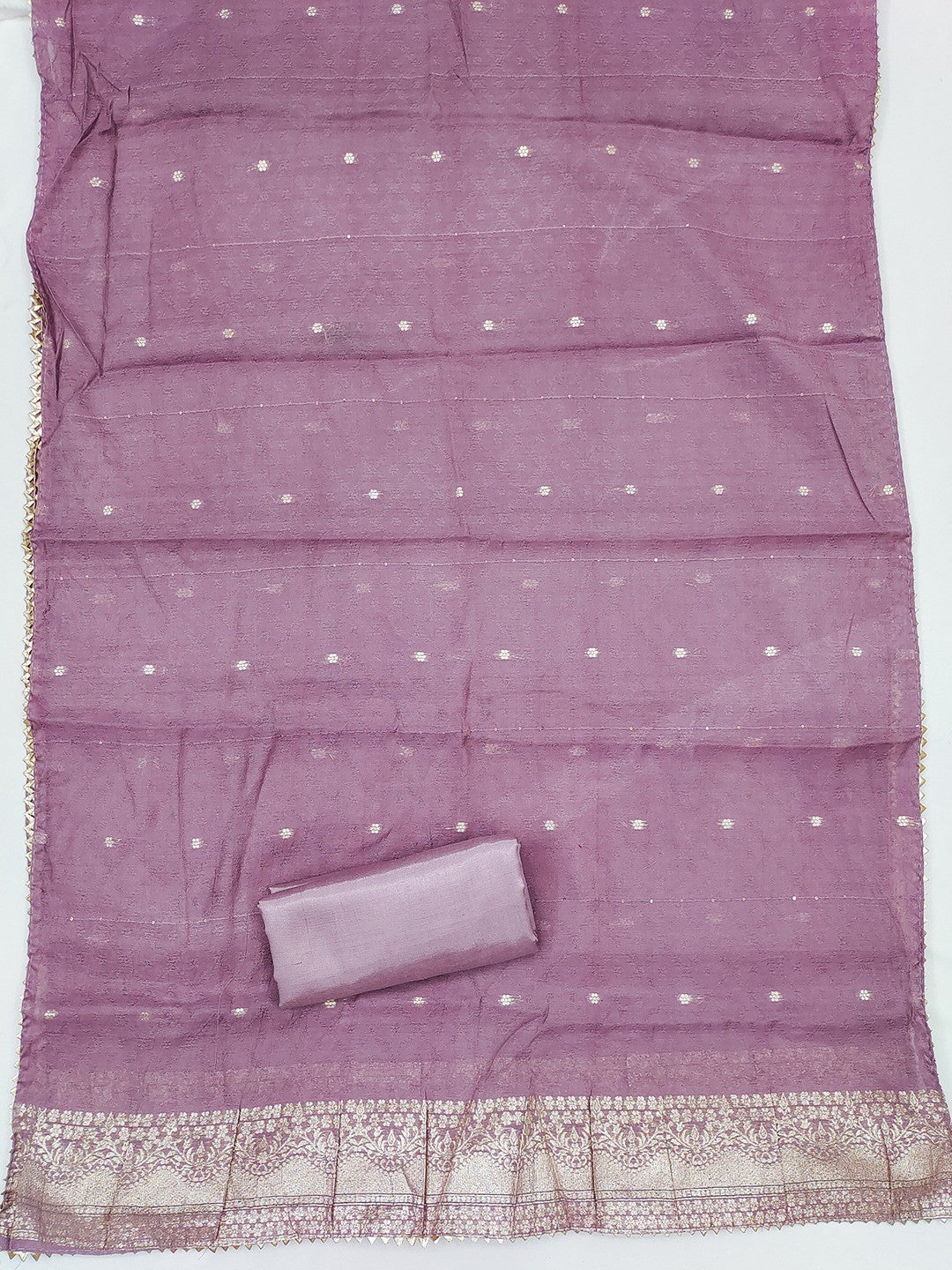 Mauve Elegant Modal Jacquard Dress Material Adorned with Intricate Zari Weaving - Image 5