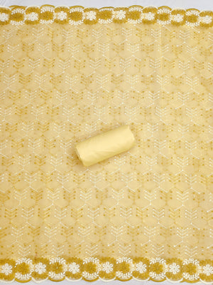 Elegant Yellow Floral Embroidered Georgette Dress Material With Delicate Sequins Work - Image 2