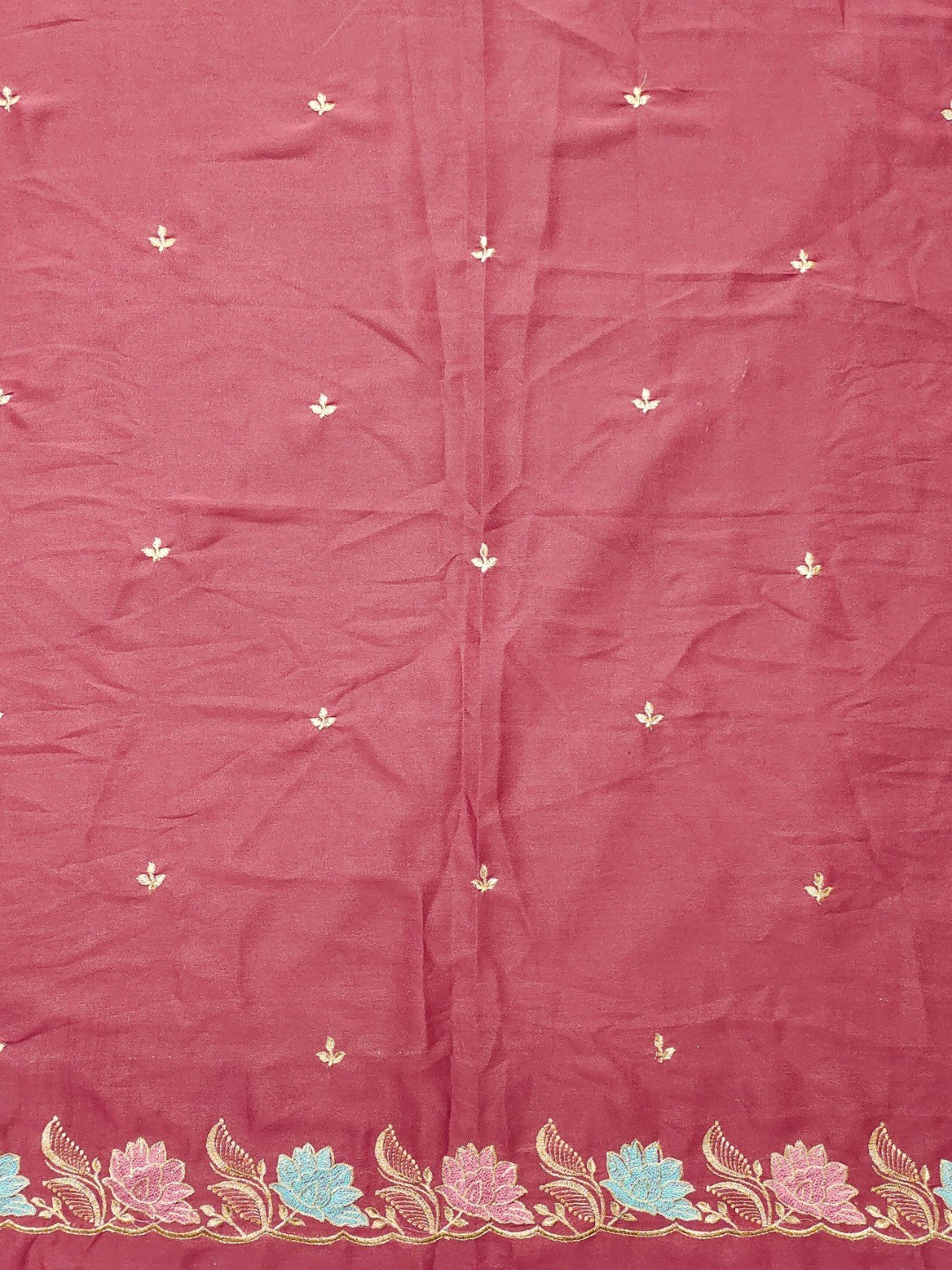 Designer Peach Tussar Silk Saree with Premium Floral Embroidered Border Work - Image 2