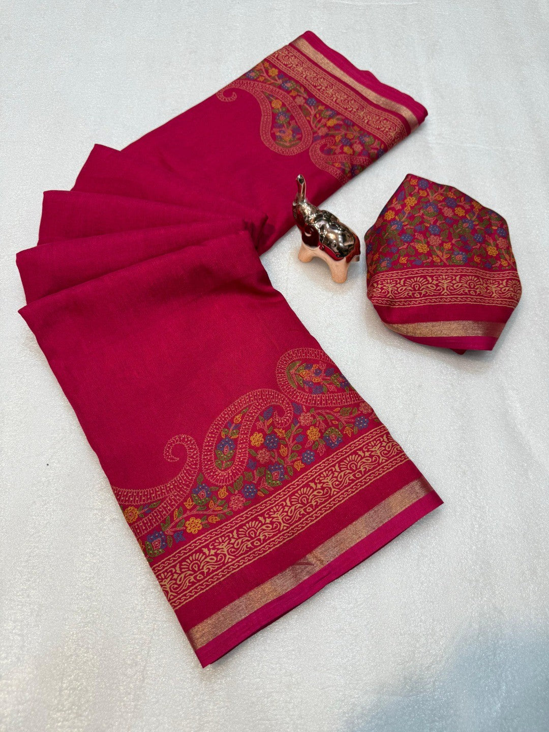 Pink Tussar Silk Saree with Classic Paisley Pattern and Refined Traditional Finish - Image 3