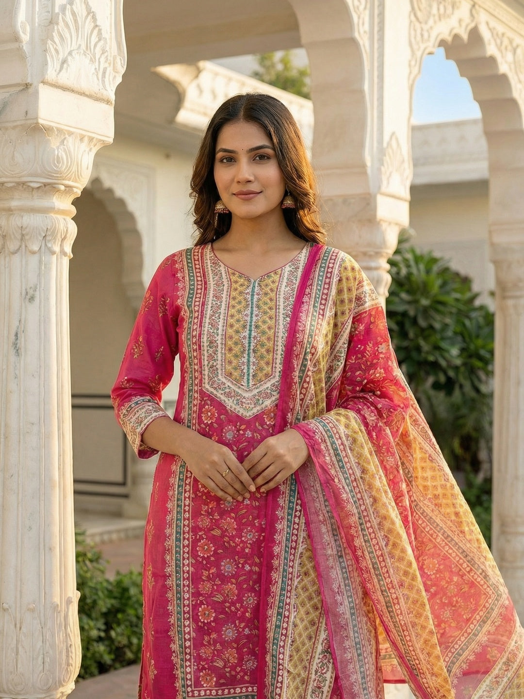 Soft and Breathable Pink Muslin Printed Salwar Suit Set for Summer Comfortable - Image 2