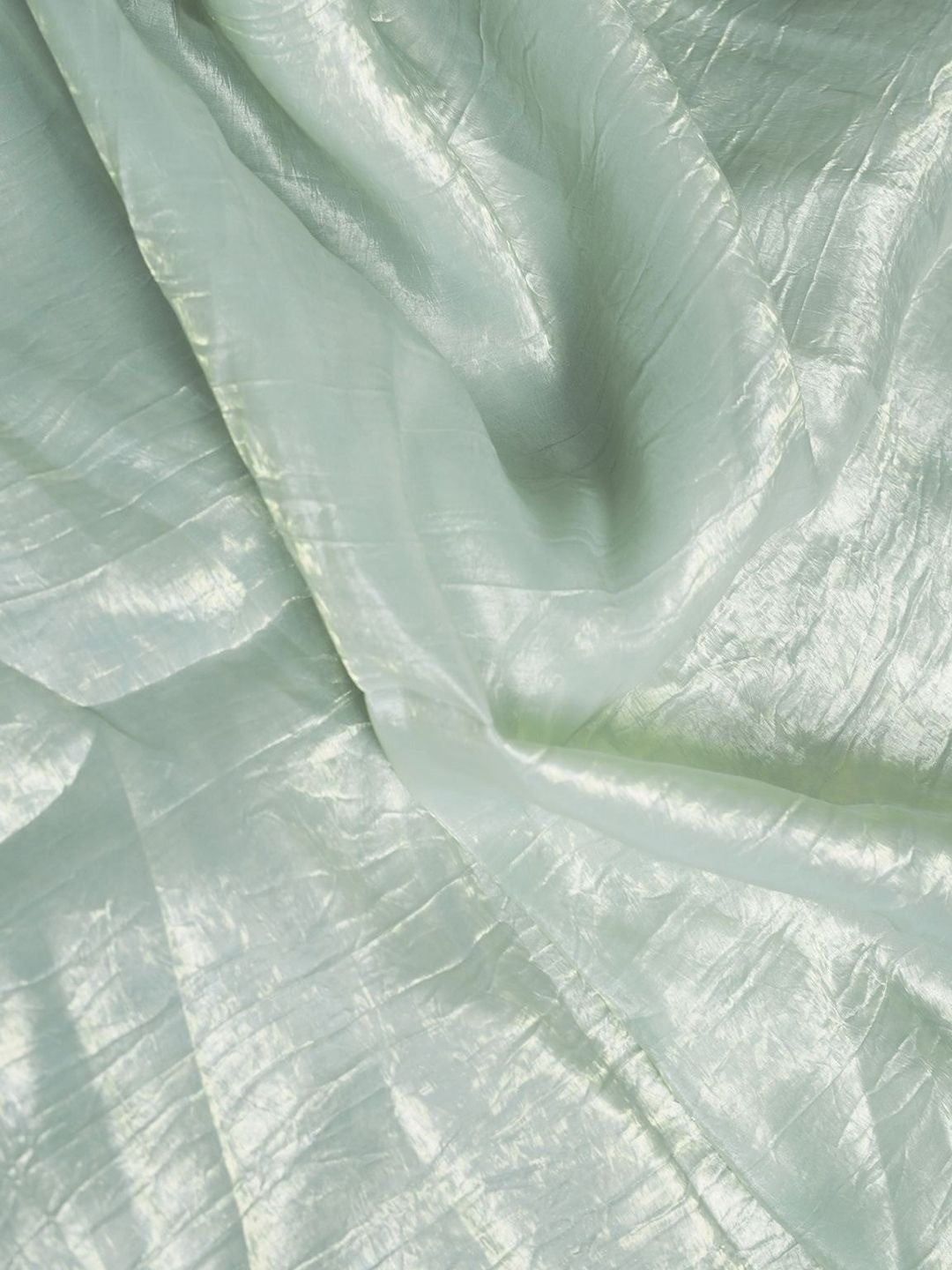 Mint Green Solid Chiffon Saree Perfect for Parties & Festive Occasions - Image 6