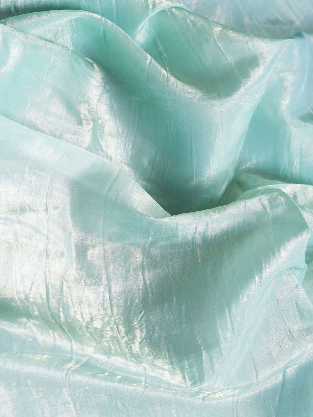 Sea Green Solid Chiffon Saree Perfect for Parties & Festive Occasions - Image 4