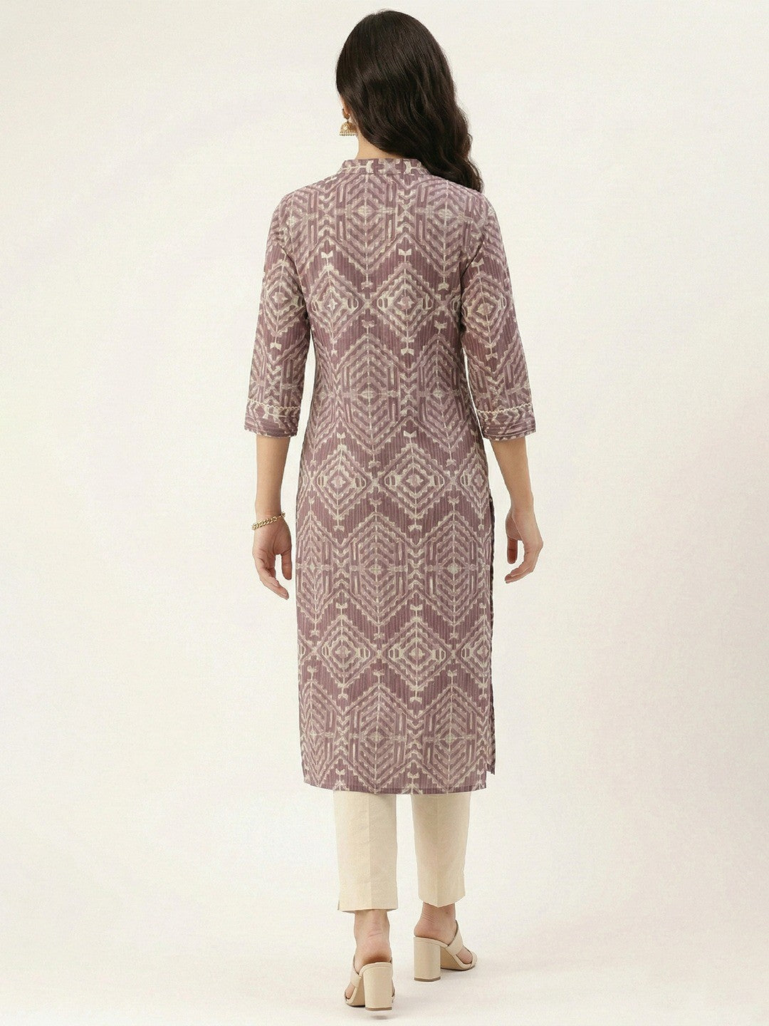 Wine Pure Cotton Kurti Featuring Modern Geometric Print and Breathable Fabric - Image 4