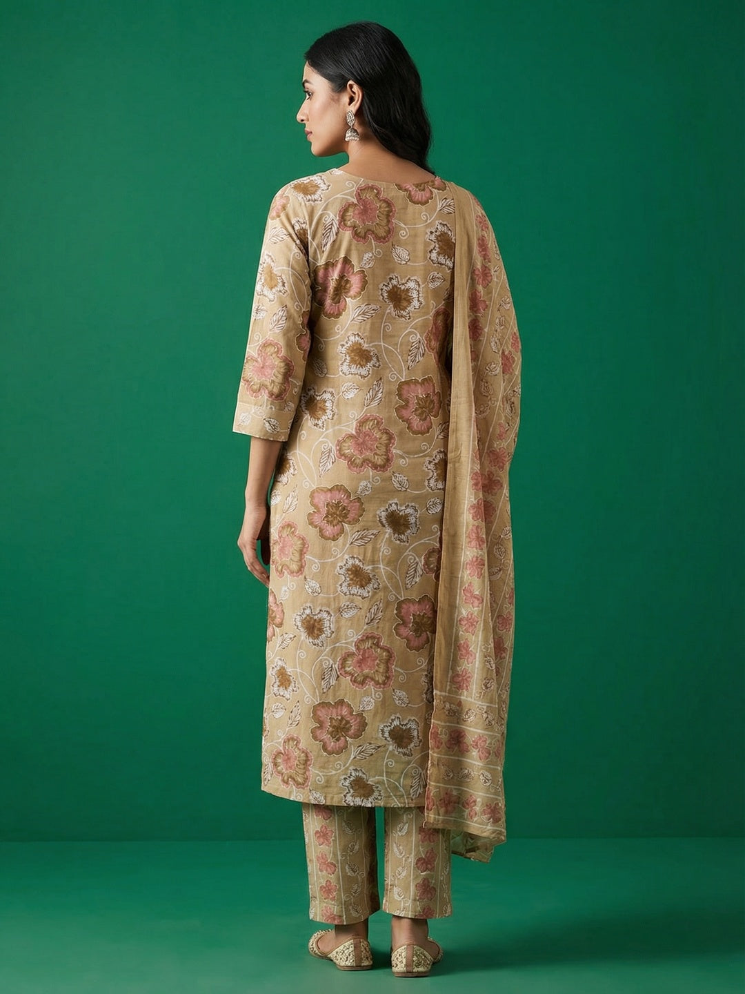 Yellow Floral Printed Pure Cotton Salwar Suit with Dupatta for Timeless Ethnic Elegance - Image 3