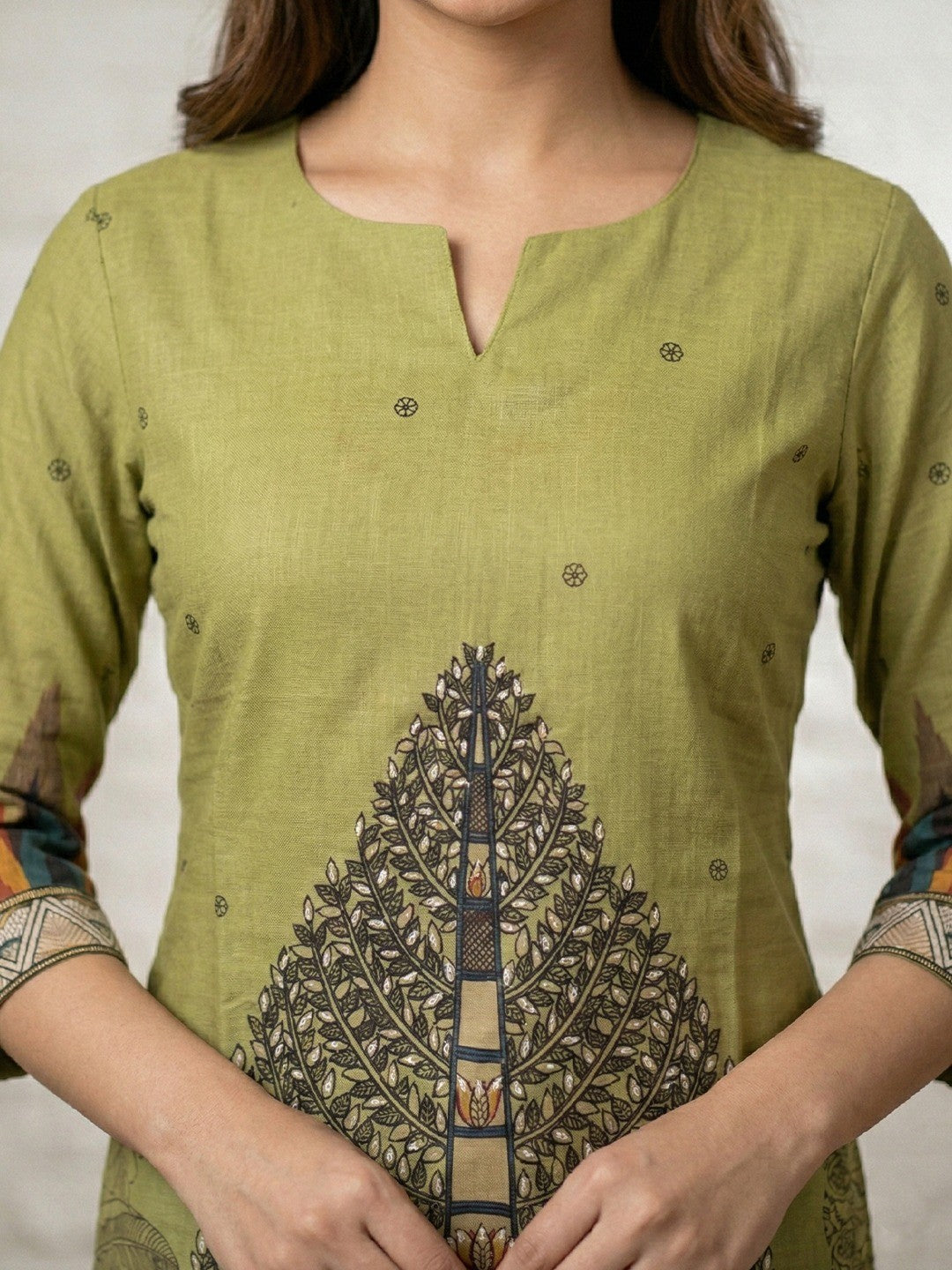 Green Pure Cotton Top Bottom Set with Tree & Elephant Print - Image 4