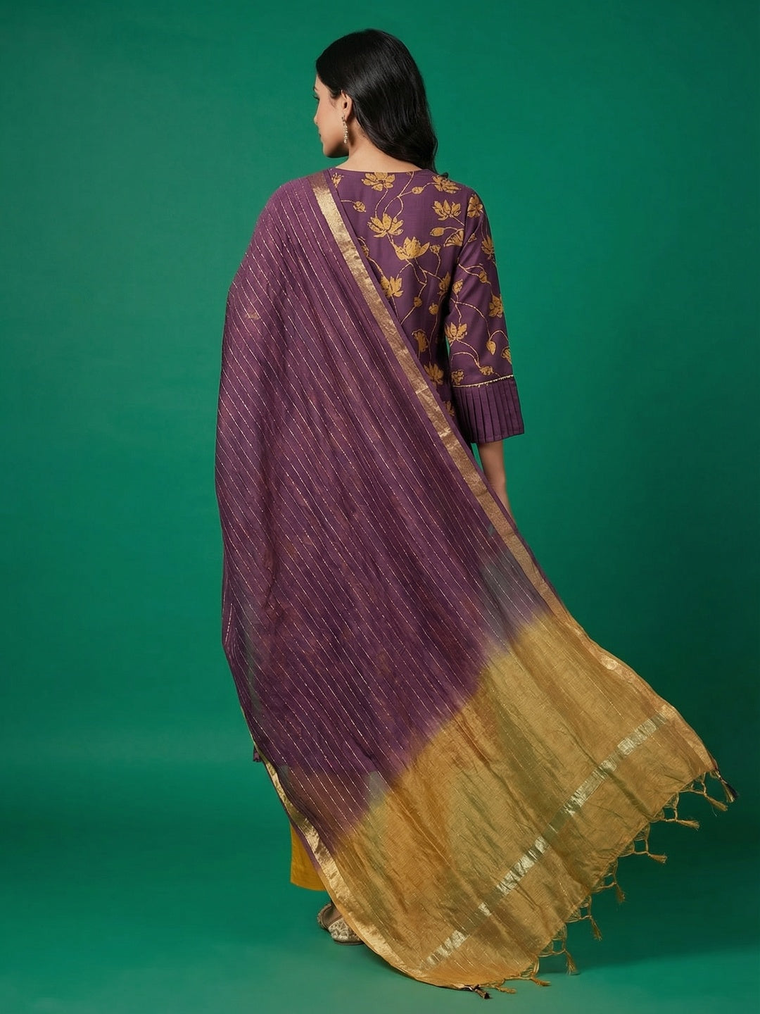 Purple Viscose Floral Printed Suit Set with Dupatta for Elegant Everyday Ethnic Look - Image 4